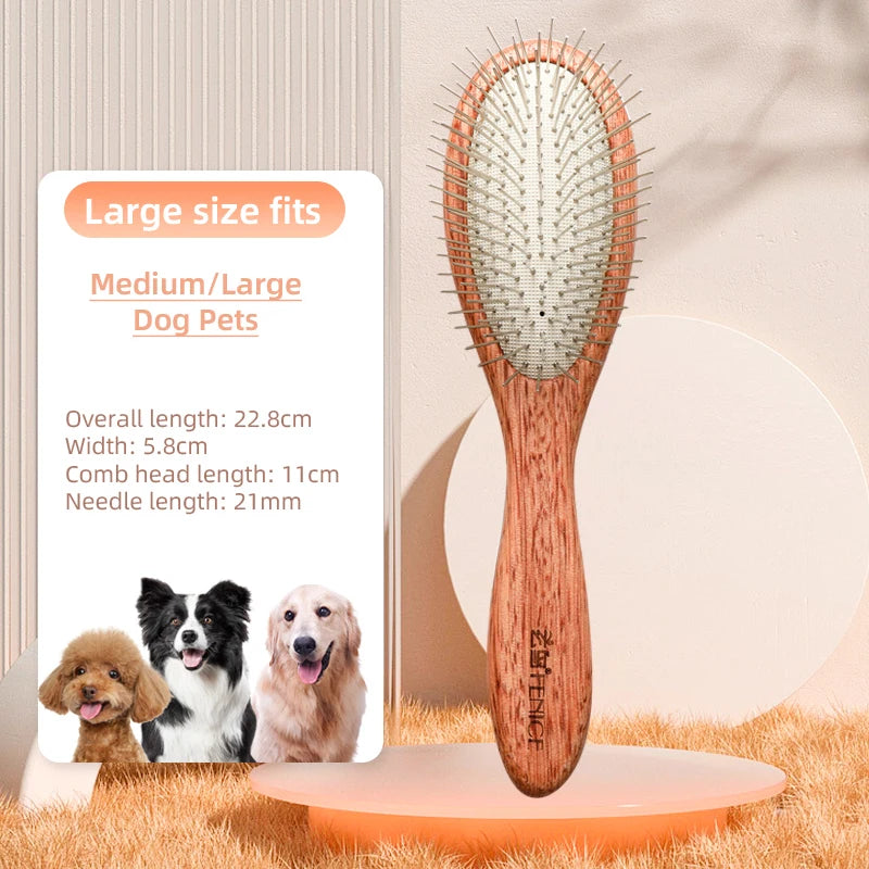 Fenice Pet Comb Solid Wood Handle in Cat Dog Hair Remover Brush Fur Combs Grooming Tool For Pet Cleaning Supplies Accessories