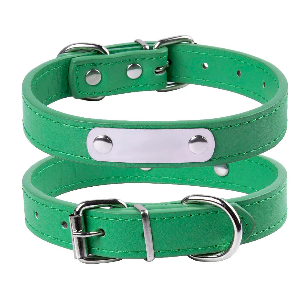 Custom Leather Dog Collar Leash Personalized Pet Collars and Leash Set Durable Leather Collar Lead for Small Medium Large Dogs