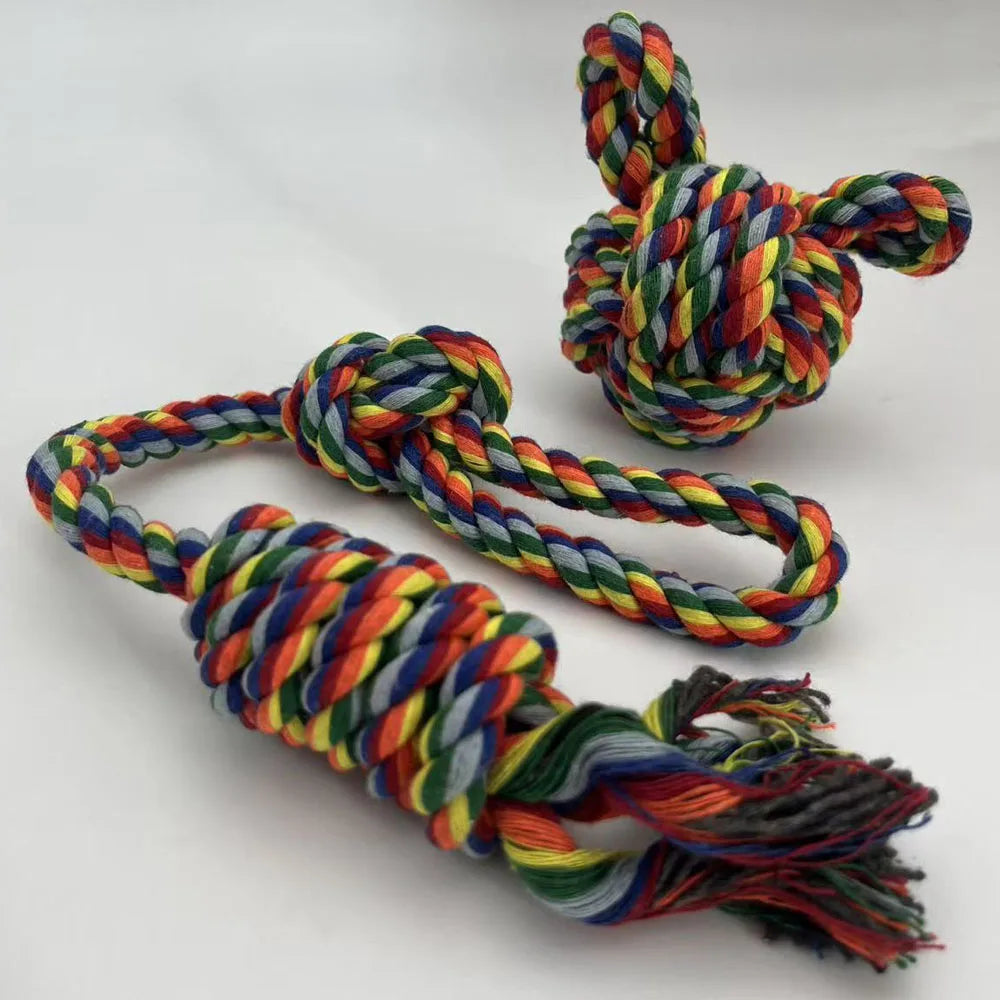 1Set Pet Toy Dog Woven Toys Cartoon Training Teething Pet Rope Dog Rope Knot Grinding Teeth Hand Chew Toys Rope Toy