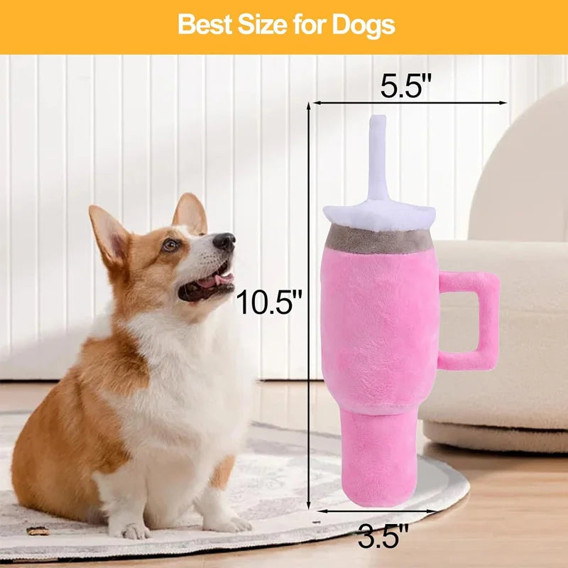 Safe Squeaky Dog Cup Toy Pink - Durable Chew Toy for Small/Medium/Large Aggressive Chewers Birthday & Exercise