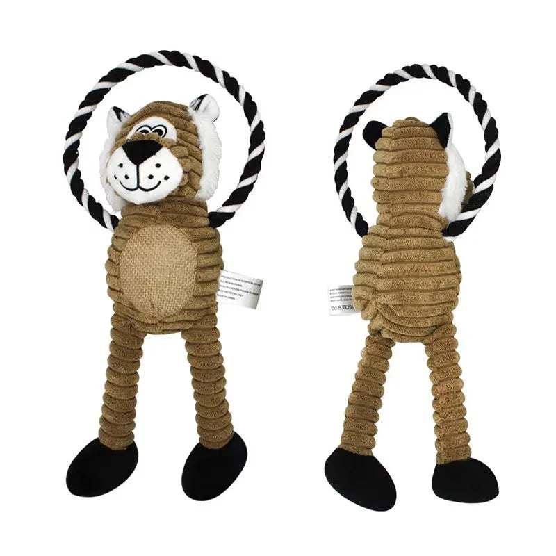 Cute Cartoon Animal Plush Pet Toy Squeaky Durable Chew Resistant Puppy Molar Interactive Play Toys Boredom Relief Dog Chewing