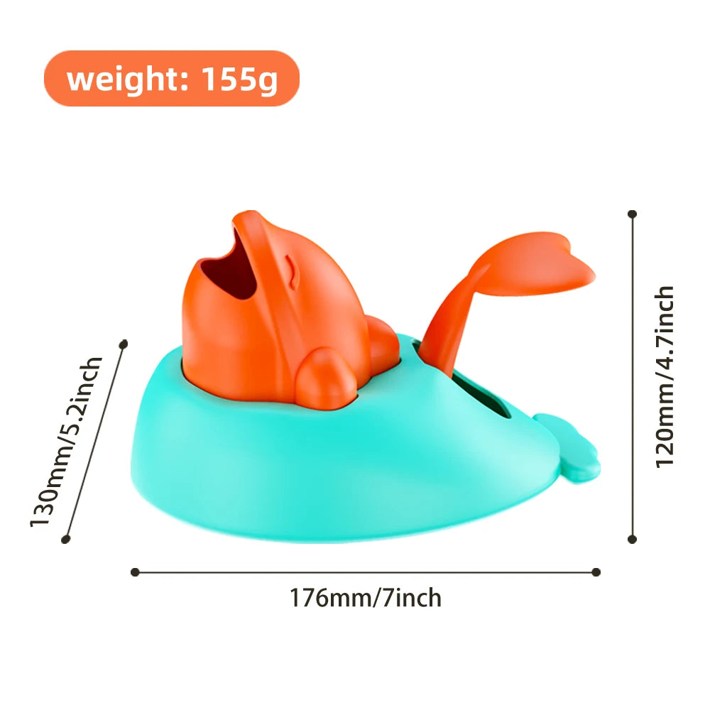 Dog Cat Interactive Food Toy Puzzle Press-to-Dispense Whale Shaped Slow Feeder Boredom Buster Training Reward Dispenser for Pets