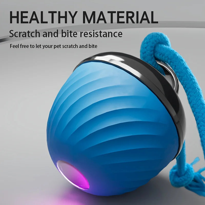 1 Interactive Intelligent Dog Ball Toy|USB Charging,Bite Resistant,Tail Rope,Light&Barking|Indoor Pet Game for Small/Medium Dogs