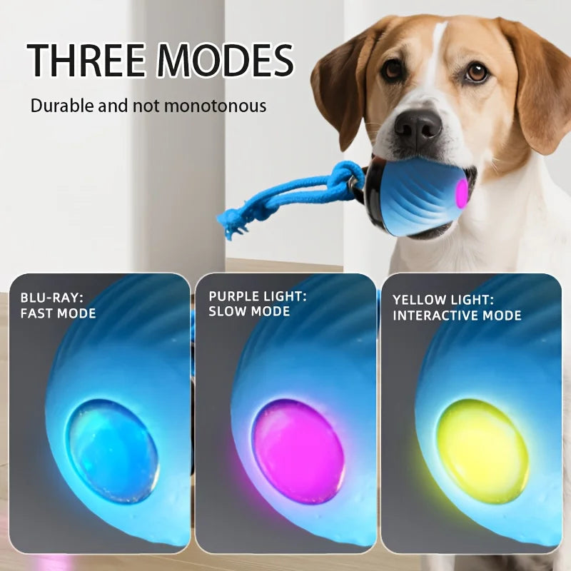 1 Interactive Intelligent Dog Ball Toy|USB Charging,Bite Resistant,Tail Rope,Light&Barking|Indoor Pet Game for Small/Medium Dogs