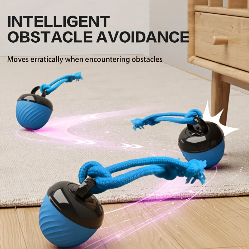 1 Interactive Intelligent Dog Ball Toy|USB Charging,Bite Resistant,Tail Rope,Light&Barking|Indoor Pet Game for Small/Medium Dogs