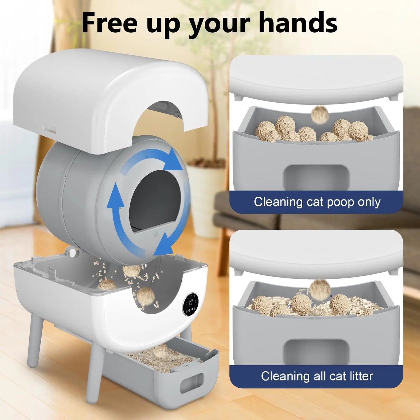 Fumoi Smart Self Cleaning Cat Litter Box, Large Capacity Automatic Cat Litter Box with App Control & Safety Protection for Multi