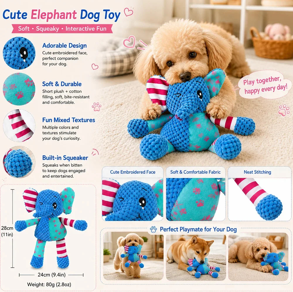 Pet Plush Toy with Squeaker Cat Dog Puzzle Toy Soft Durable Companion Teeth Cleaning Chew Toy Chew Resistant Design