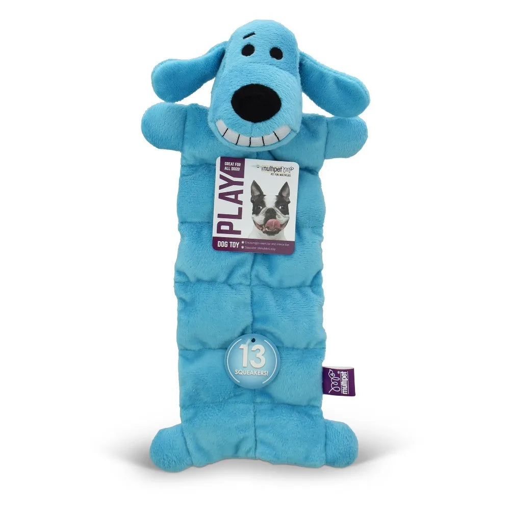 Multipet Smiling Loofa Mat Plush Dog Toy, 12 Inches Long, 13 Squeakers