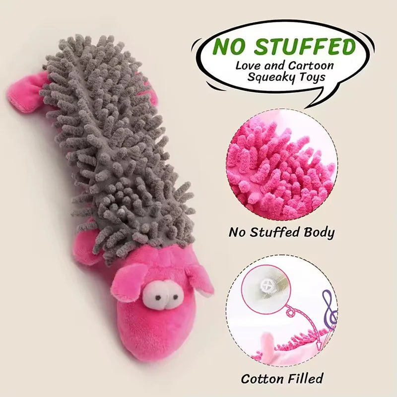 Cute Cartoon Animal Plush Pet Toy Squeaky Durable Chew Resistant Puppy Molar Interactive Play Toys Boredom Relief Dog Chewing