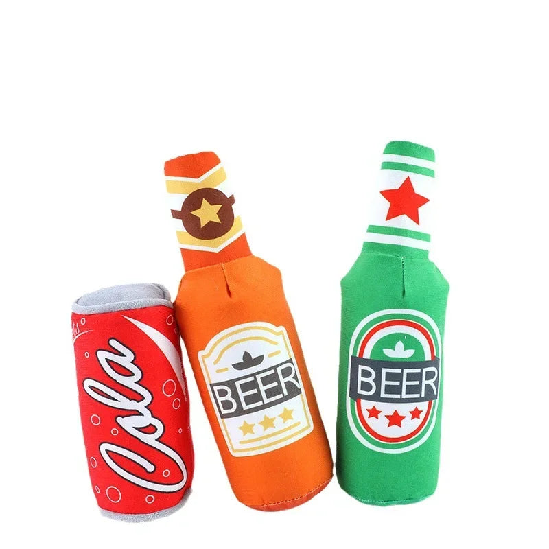 Plush Sounding Toy Beer Bottle Cola Simulation Pet Dog Chewing Toy Puppy Dog Accessories Dog Toys for Large Dogs