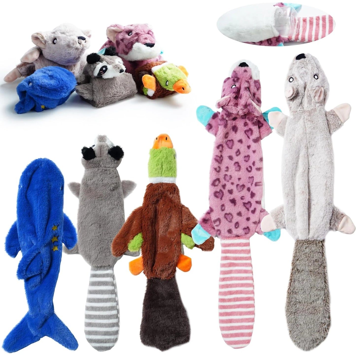 Dog Squeaky Toys, Crinkle Plush Dog Toys, No Stuffing Dog Toys for Small Medium Large Dogs, Stuffless Puppy Toys for Boredom