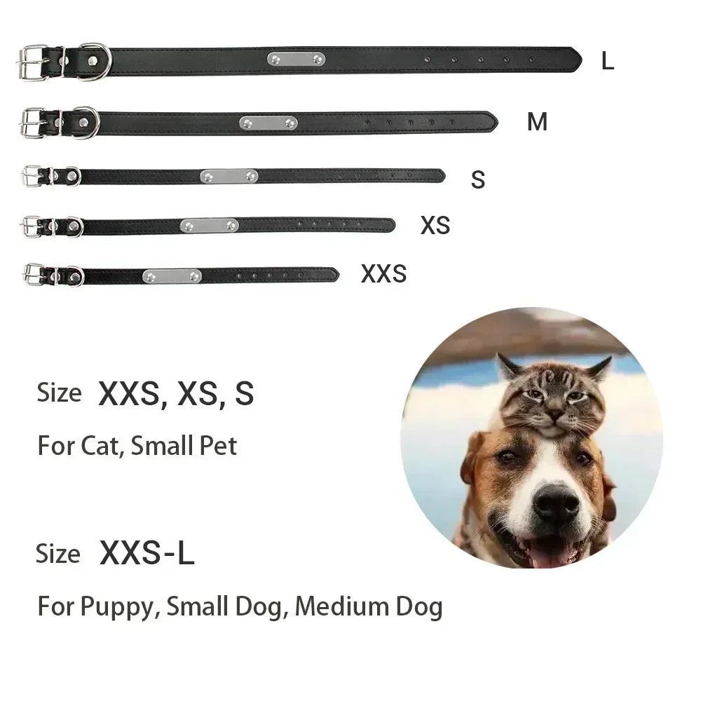 Custom Leather Dog Collar Leash Personalized Pet Collars and Leash Set Durable Leather Collar Lead for Small Medium Large Dogs