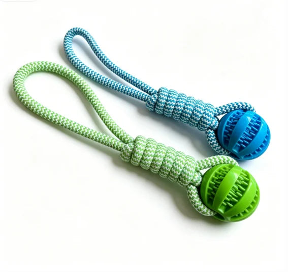 with Leaking Food Ball Interactive Tug of War Chew Toy Teeth Cleaning Bite Resistant Cotton Rope Toy for Small Medium Large Dogs