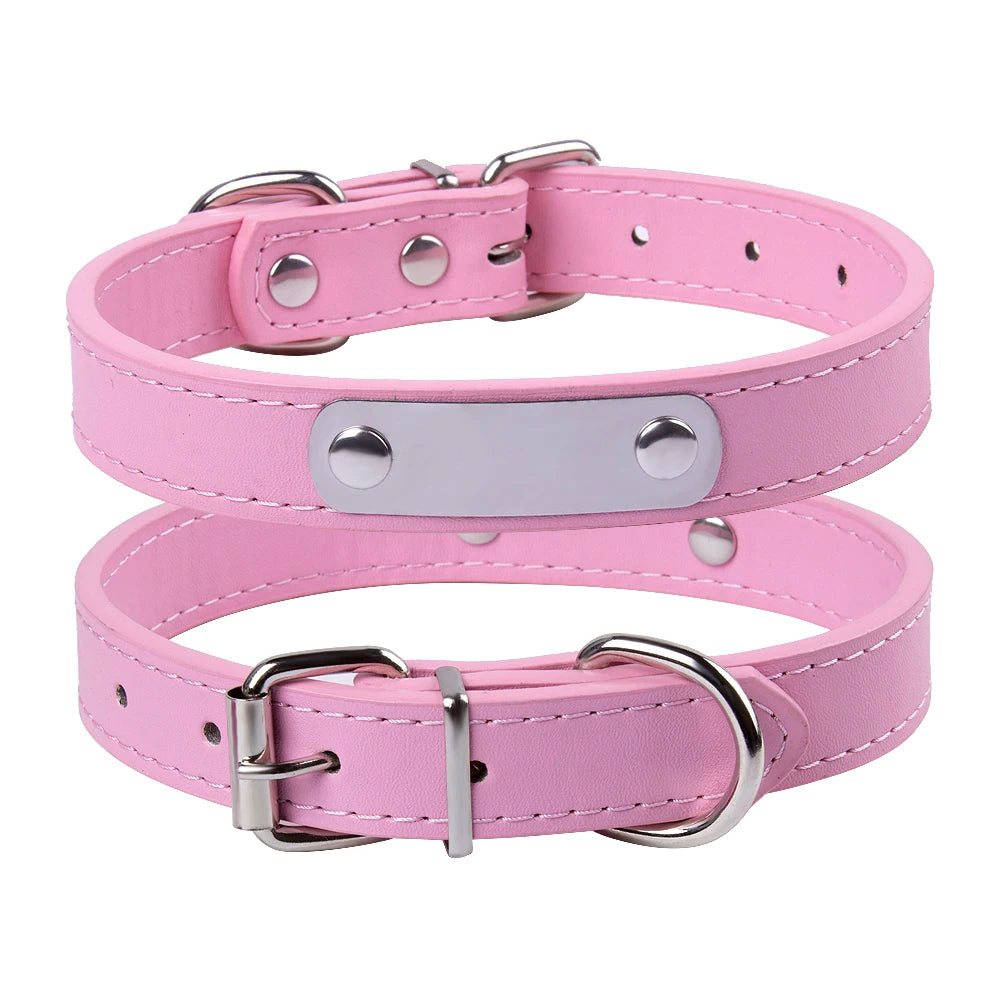 Custom Leather Dog Collar Leash Personalized Pet Collars and Leash Set Durable Leather Collar Lead for Small Medium Large Dogs