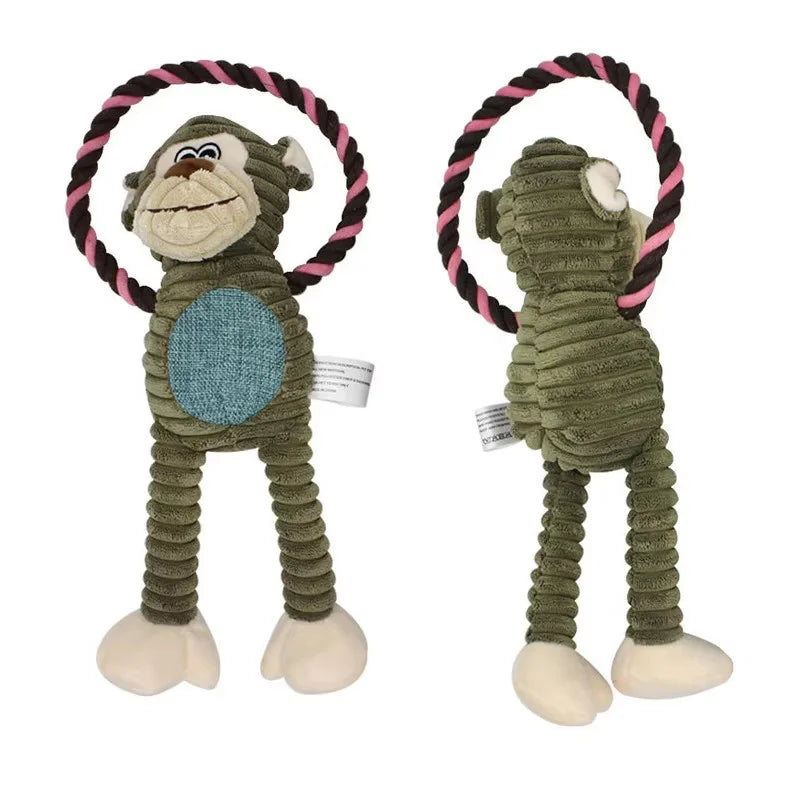 Cute Cartoon Animal Plush Pet Toy Squeaky Durable Chew Resistant Puppy Molar Interactive Play Toys Boredom Relief Dog Chewing