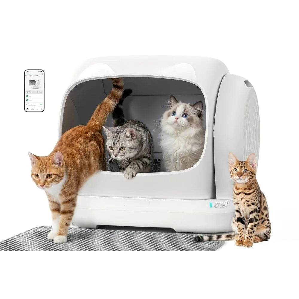 XXXL Automatic Cat Litter Box, Self Cleaning Litter Box for Multiple Cats, Anti-Pinch Safety Protection, Smart APP, Customized