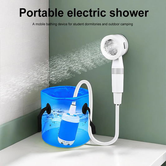 Electric Shower Pump Rechargeable Outdoor Camp Pump Portable Outdoor Shower Head Sprayer for Hiking Car Wash Pet Cleaning