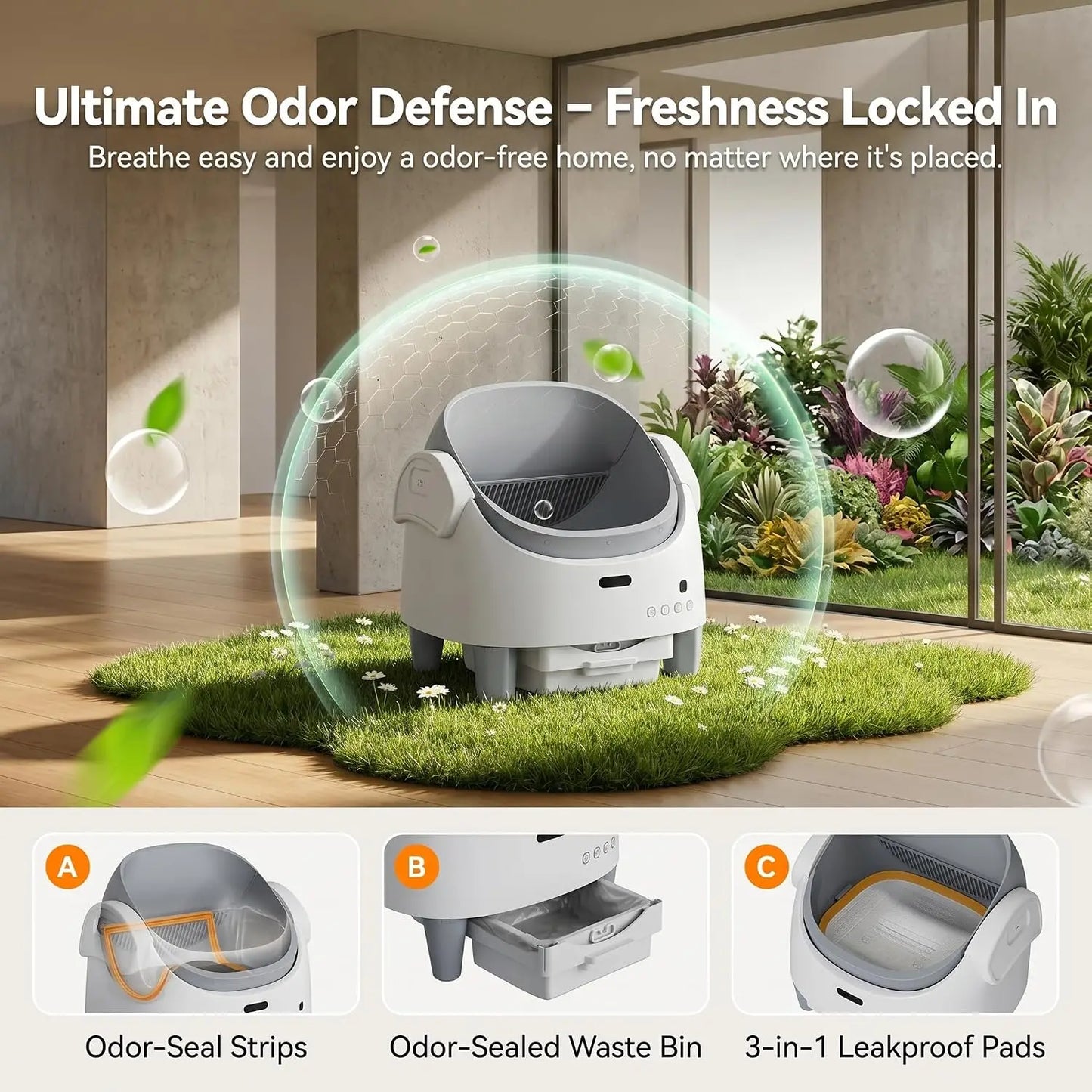 Automatic Litter Box Self Cleaning, Open-Top Electric Cat Litter Box | Smart App Control, 15-Layer Safety Protection, Custom