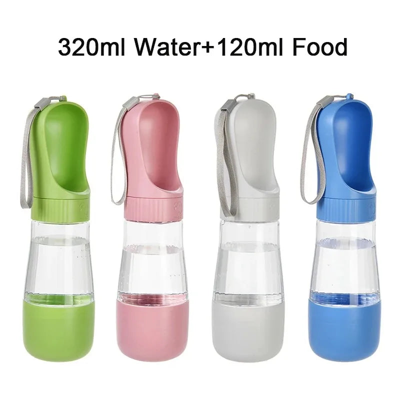 320ML Portable Dog Water Bottle With Food Container Travel 2 in 1 Pet Water Dispenser For Small Large Dogs Cat Labrador Drinking Bowls