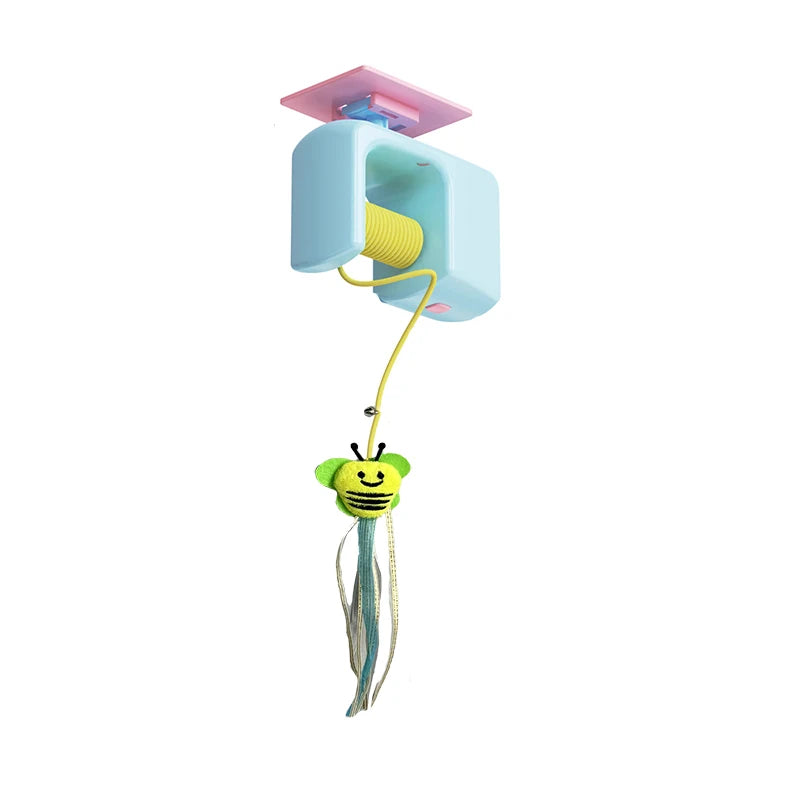 BOOTEELY Interactive Hanging Cat Retractable String RechargeableToys for Indoor Kittens and Bored Adult with 3 Flying Feathers