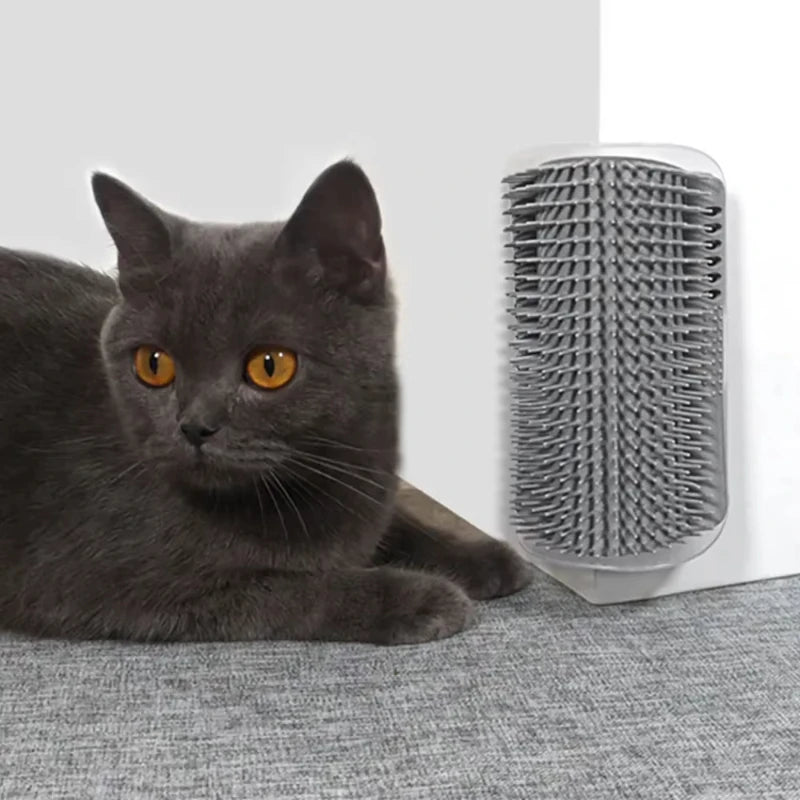 Cat Scratcher Massage Comb - Corner Scratching Brush with Catnip, Pet Deshedding Comb for Hair Removal, Grooming