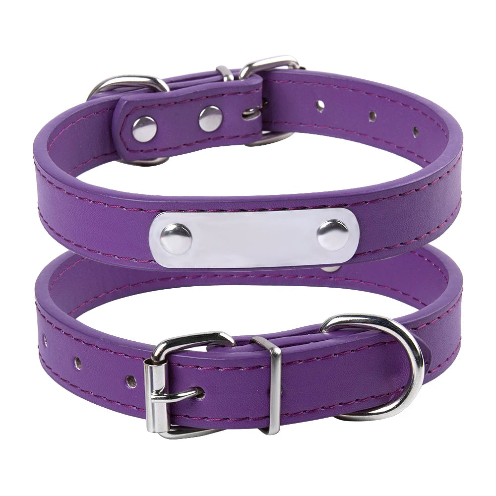 Custom Leather Dog Collar Leash Personalized Pet Collars and Leash Set Durable Leather Collar Lead for Small Medium Large Dogs