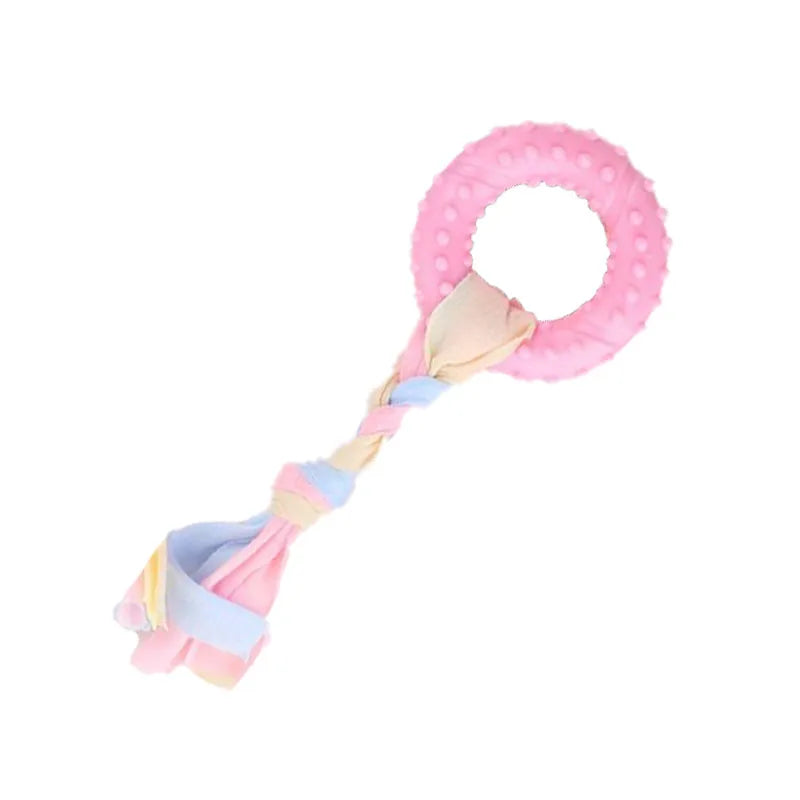 Soft Dog Chew Toys Pink Rubber Bone Toy Durable Molars Training Ball Toy Chihuahua Yorkie Interactive Treat Toys Pet Supplies
