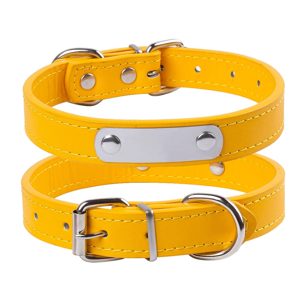 Custom Leather Dog Collar Leash Personalized Pet Collars and Leash Set Durable Leather Collar Lead for Small Medium Large Dogs