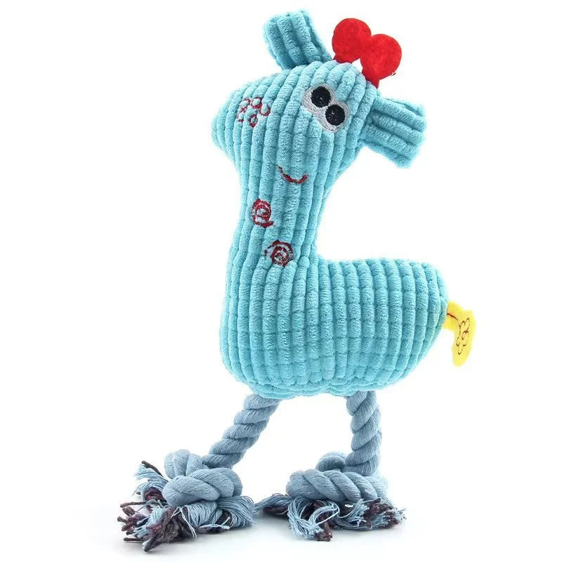 Cute Cartoon Animal Plush Pet Toy Squeaky Durable Chew Resistant Puppy Molar Interactive Play Toys Boredom Relief Dog Chewing