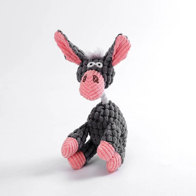 Cute Cartoon Animal Plush Pet Toy Squeaky Durable Chew Resistant Puppy Molar Interactive Play Toys Boredom Relief Dog Chewing