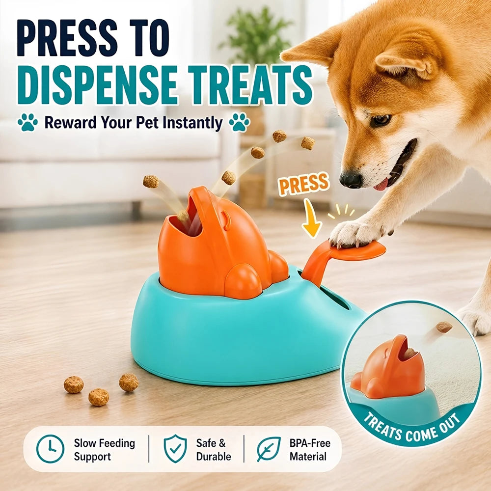 Dog Cat Interactive Food Toy Puzzle Press-to-Dispense Whale Shaped Slow Feeder Boredom Buster Training Reward Dispenser for Pets