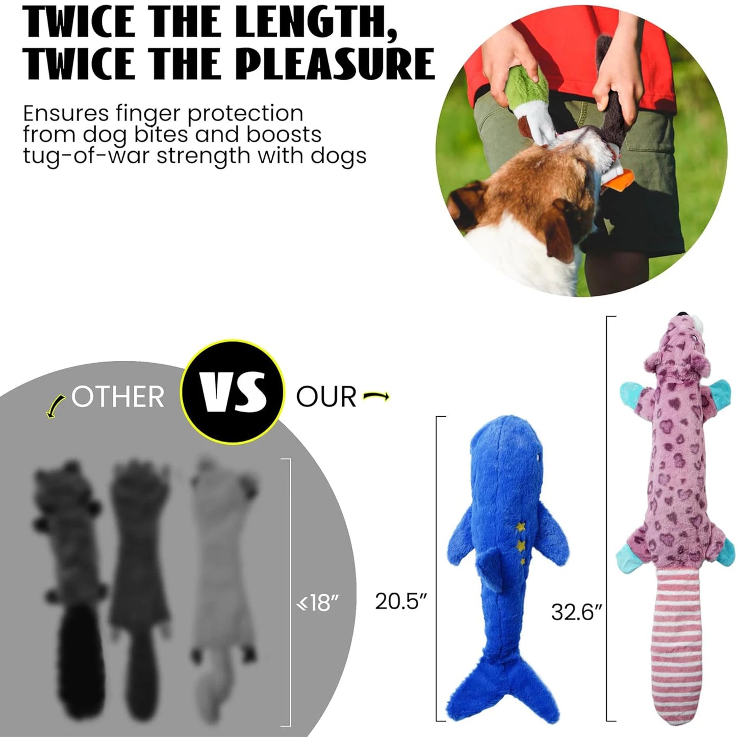 Dog Squeaky Toys, Crinkle Plush Dog Toys, No Stuffing Dog Toys for Small Medium Large Dogs, Stuffless Puppy Toys for Boredom