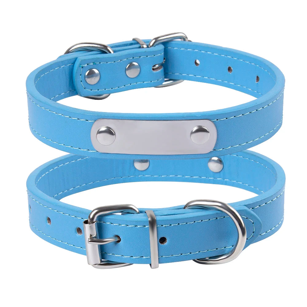 Custom Leather Dog Collar Leash Personalized Pet Collars and Leash Set Durable Leather Collar Lead for Small Medium Large Dogs