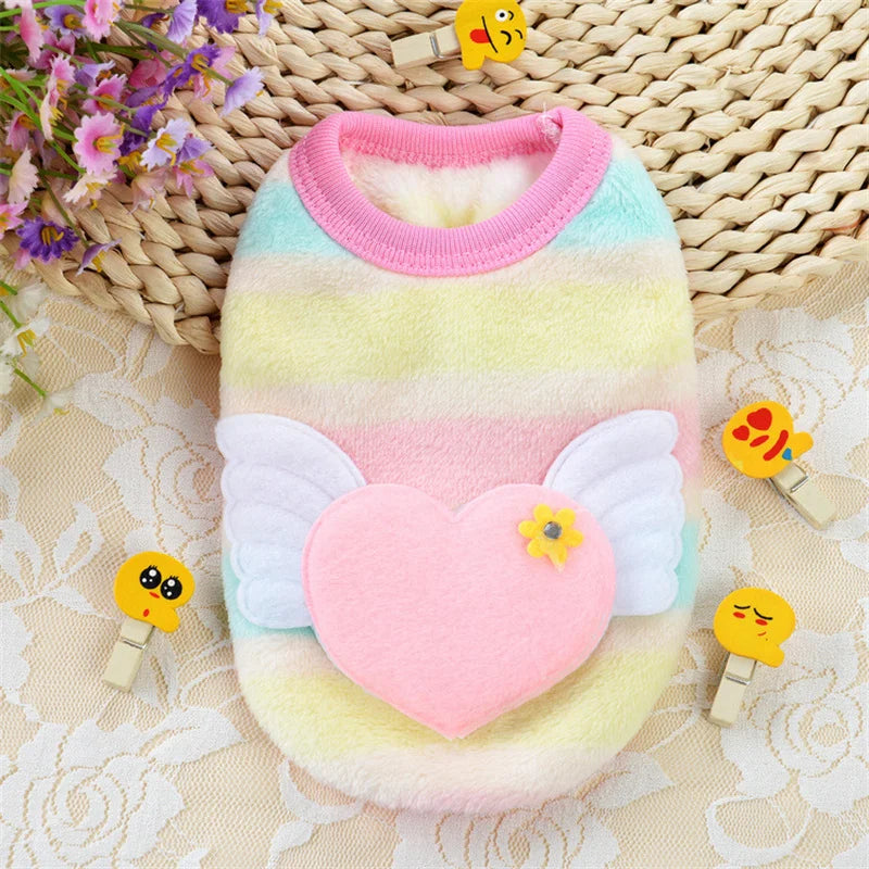 Cute Print Tea Cup Dog Sweater Winter Warm Fleece Pet Clothes for Small Dogs Teddy Chihuahua Puppy Pullovers Mascotas Clothing