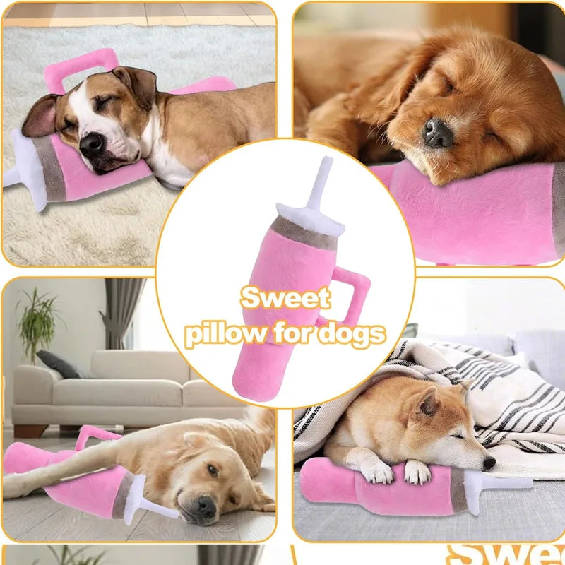 Safe Squeaky Dog Cup Toy Pink - Durable Chew Toy for Small/Medium/Large Aggressive Chewers Birthday & Exercise