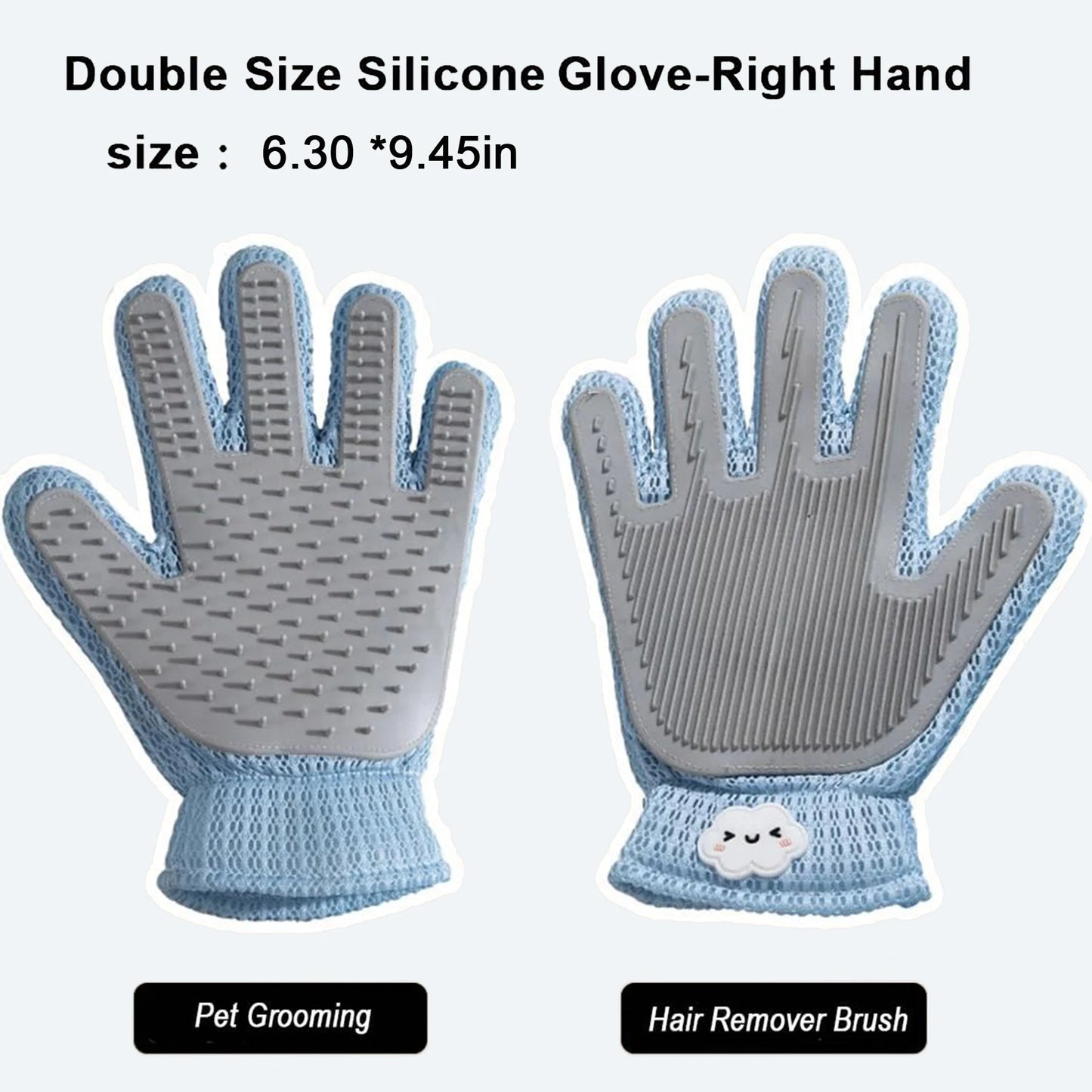 2-in-1 Pet Grooming Glove – Double-Sided Deshedding & Massage Brush for Cats/Dogs, Removes Loose Hair from Fur & Furniture, Ultra-Soft Easy-Clean Mitt（single glove）