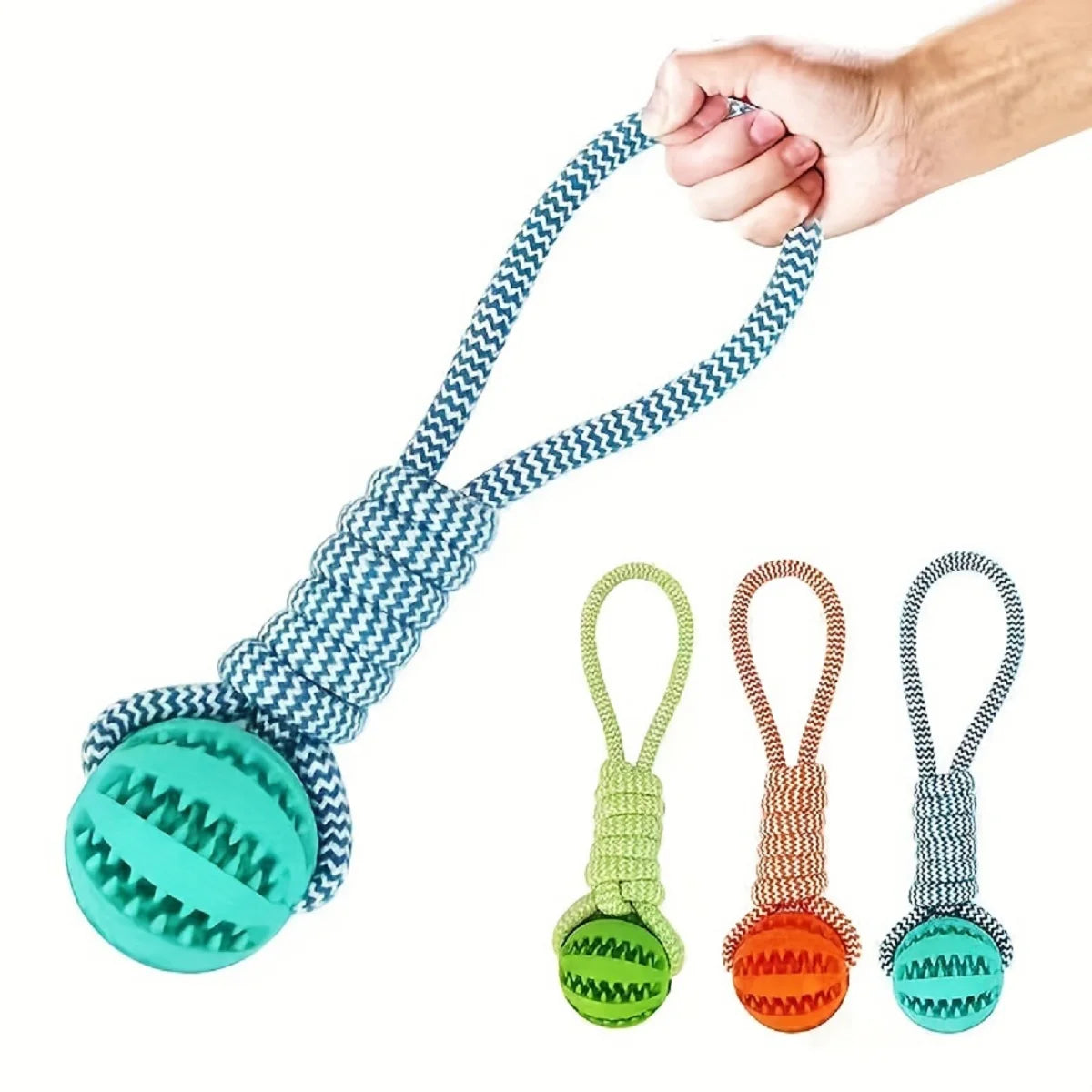with Leaking Food Ball Interactive Tug of War Chew Toy Teeth Cleaning Bite Resistant Cotton Rope Toy for Small Medium Large Dogs