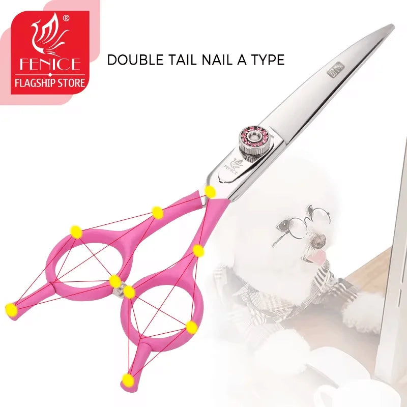 Fenice 7.0/7.5 inch Professional Pet Grooming Scissors,Curved Shears,Japan 440C ,Colorful Scissor,for Dog Hairdressing Groomer