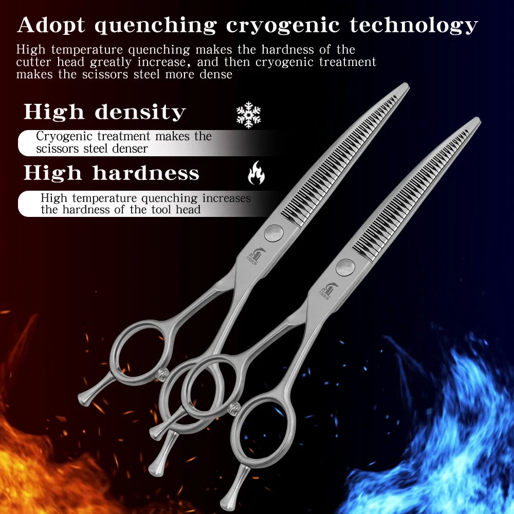 Bending Magic Scissors  7.25 Inch  Curved Professional Pet Grooming Shears for Salon Use Natural Precision Trimming VG10 Steel