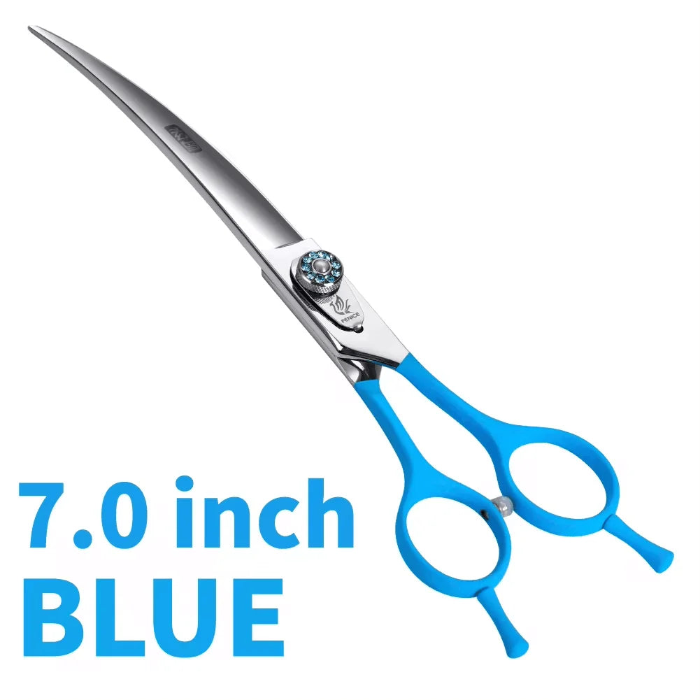 Fenice 7.0/7.5 inch Professional Pet Grooming Scissors,Curved Shears,Japan 440C ,Colorful Scissor,for Dog Hairdressing Groomer