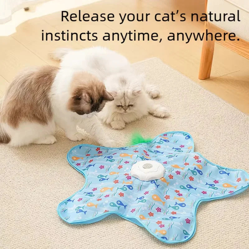 Motion Activated Interactive Cat Toy Hide And Seek Squeaky Mouse Toy Concealed Feather Teaser Automatic Play Kitten