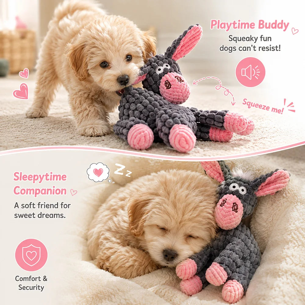 Pet Plush Toy with Squeaker Cat Dog Puzzle Toy Soft Durable Companion Teeth Cleaning Chew Toy Chew Resistant Design