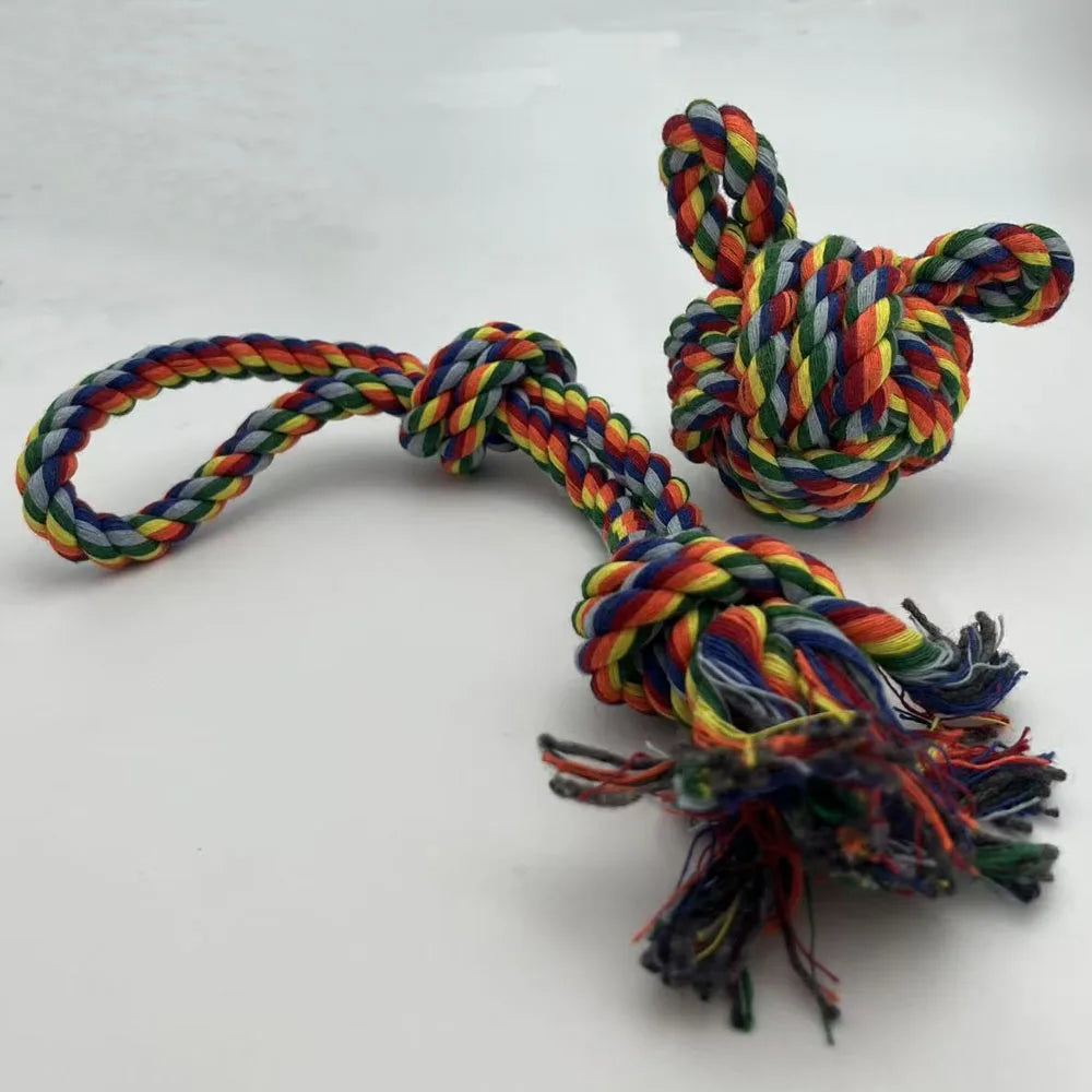 1Set Pet Toy Dog Woven Toys Cartoon Training Teething Pet Rope Dog Rope Knot Grinding Teeth Hand  Chew Toys Rope Toy