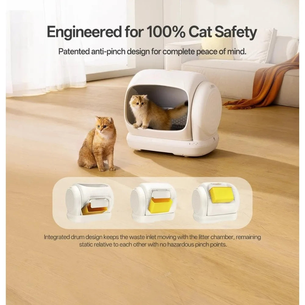 XXXL Automatic Cat Litter Box, Self Cleaning Litter Box for Multiple Cats, Anti-Pinch Safety Protection, Smart APP, Customized