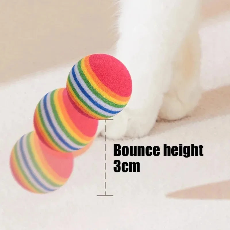 Rainbow EVA Cat Toys Ball Interactive Cat Dog Play Chewing Rattle Scratch Ball Elastic Bite-Resistant Foam Ball Home Pet Product