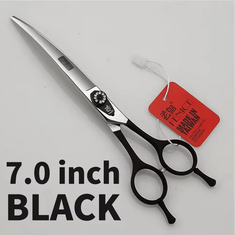 Fenice 7.0/7.5 inch Professional Pet Grooming Scissors,Curved Shears,Japan 440C ,Colorful Scissor,for Dog Hairdressing Groomer