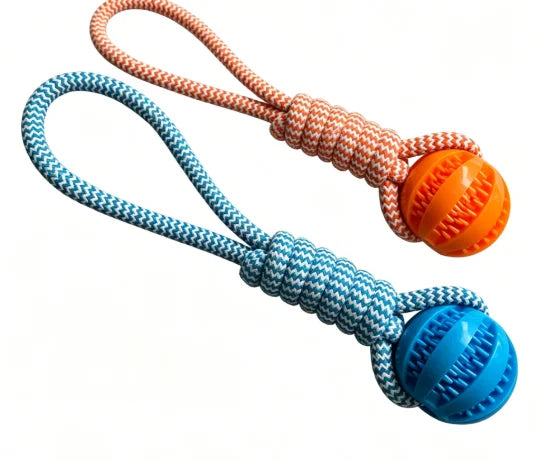 with Leaking Food Ball Interactive Tug of War Chew Toy Teeth Cleaning Bite Resistant Cotton Rope Toy for Small Medium Large Dogs