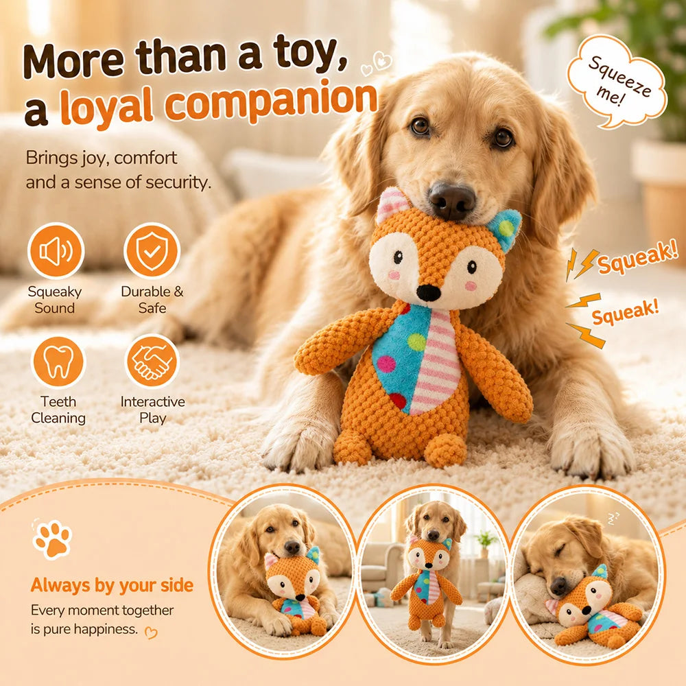 Pet Plush Toy with Squeaker Cat Dog Puzzle Toy Soft Durable Companion Teeth Cleaning Chew Toy Chew Resistant Design