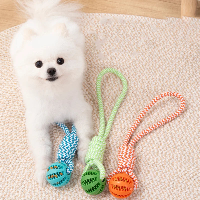 with Leaking Food Ball Interactive Tug of War Chew Toy Teeth Cleaning Bite Resistant Cotton Rope Toy for Small Medium Large Dogs