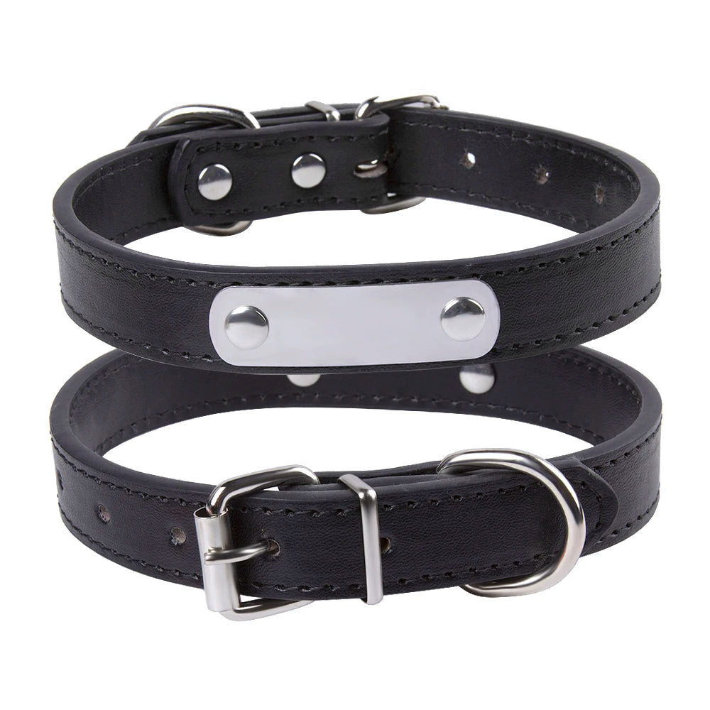 Custom Leather Dog Collar Leash Personalized Pet Collars and Leash Set Durable Leather Collar Lead for Small Medium Large Dogs